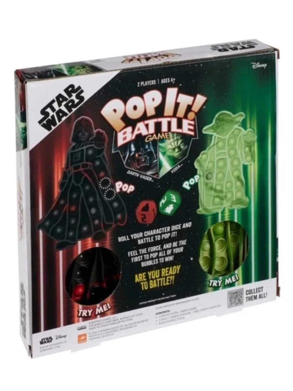 NIB Star Wars Pop It! Battle Game Yoda vs Darth Vader Buffalo Games 2 Player